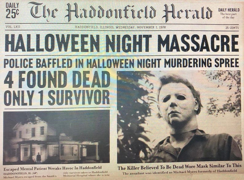 1978 Halloween Haddonfield Herald Halloween Night Massacre > Michael Myers image 2
