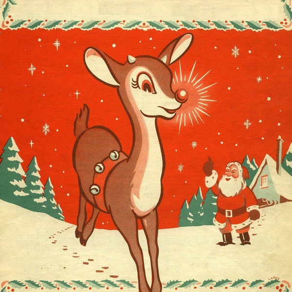 1964 Rudolph The Red Nosed Reindeer Poster Print Santa North Pole Christmas