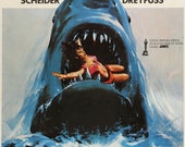 "Jaws" Movie Poster Print (1975) – Classic Shark Art Featuring Brody & Quint, 8.5x11 Inch Reproduction
