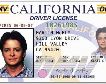 1985 Zurück In Die Zukunft Führerschein Requisite Marty McFly Michael J. Fox