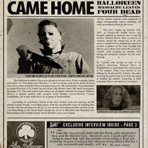 1978 Halloween Haddonfield Tribune The Night Evil Came Home Michael Myers Nick Castle Laurie Strode