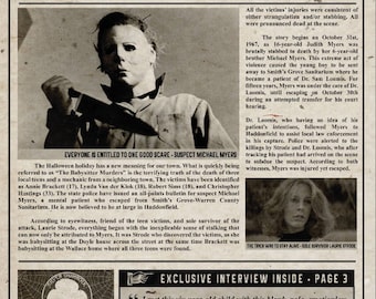 1978 Halloween Haddonfield Tribune The Night Evil Came Home Michael Myers Nick Castle Laurie Strode