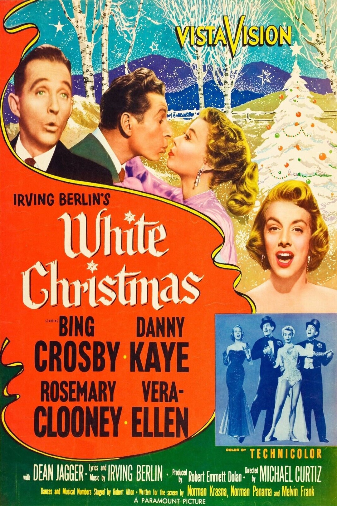 1954 White Christmas Movie Poster Print Bing Crosby Danny Kaye Rosemary Where Was White Christmas Filmed