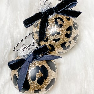 Leopard Glitter Birne Weihnachtsschmuck 2,5 &quot;Durchmesser