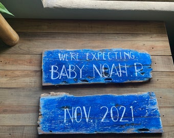 Customized Distressed Expecting Baby Sign