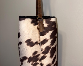 Suede Cow Print Bucket Bag