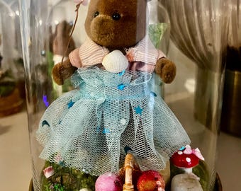 Princess Honeybell – Tiny Tails Under Glass | Handmade Miniature Princess | Whimsical Woodland Decor | One of a Kind Gift