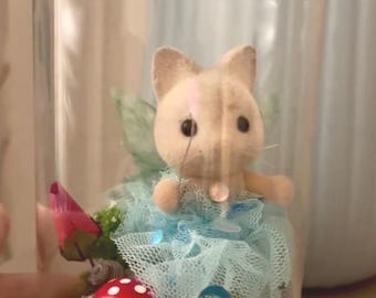 Tilly Toadstool – Handmade Fairy Miniature Under Glass Dome | Woodland Decor | One of a Kind Sylvanian Style Diorama