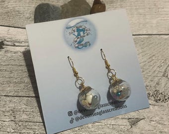 Orb earrings, from the Ocean Orb Collection, Seaglass Earrings UK, Genuine Sea Glass Jewellery, Coastal Earrings, Beach Glass Drop Earrings,