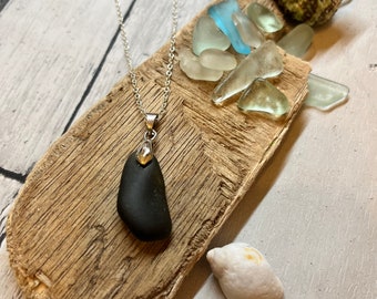 Genuine Seaglass Necklace UK, Sea Glass Pendant, Coastal Jewellery Gift for Her, Ocean Inspired Necklace, Beach Glass Jewellery Handmade