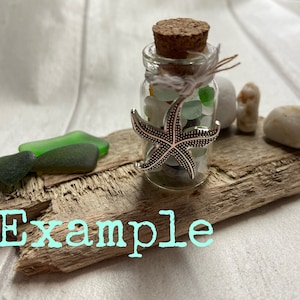 Mystery Seaglass Wish Jars, Seaglass jars, devon, sea pottery, shells, quartz