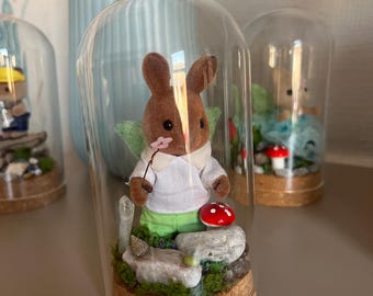Fernwick Seaglass Art Dome, Woodland Miniature Under Glass, Cottagecore Decor, Fairy Garden Ornament, Tiny Tales Under Glass, Handmade UK