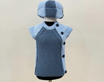 Handmade Light Blue Knit Vest with Matching Hat Light Blue Knit Vest - Etsy main image 2