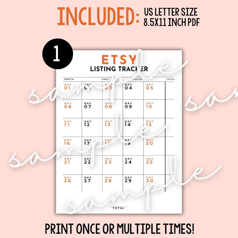 Etsy Tracker Printable Etsy Listing Tracker Habit Tracker For Etsy
