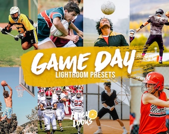 8 Game Day Lightroom Presets, Mobile & Desktop, Sports Presets, Athletes, Football, Rugby, Baseball, Soccer, Action Photography, Editing