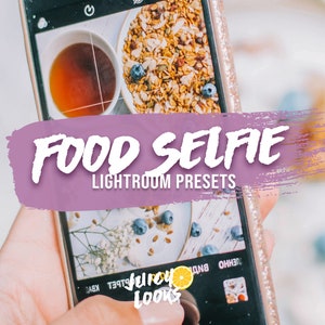 7 Food Selfie Lightroom Presets, Lightroom Mobile & Desktop, Lightroom Overlay, Filters, Bundle, Fitness, Food Photography