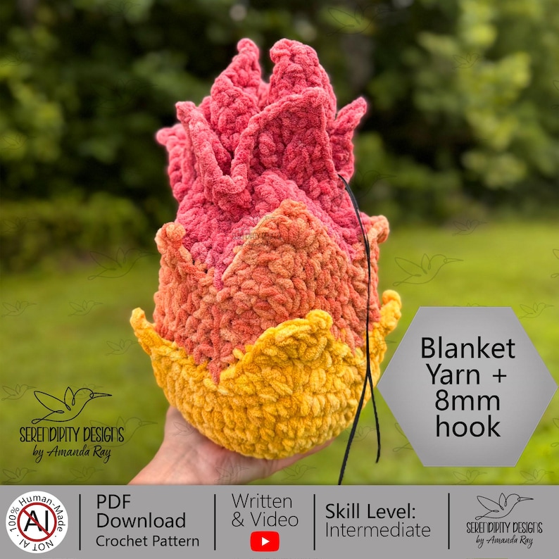 PDF + VIDEO Fireball Bag Crochet Pattern: DND Dice Pouch, Satchel, Crossbody Bag ARSerendipityDesigns image 13
