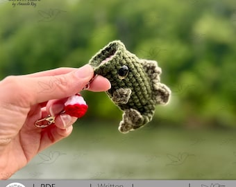 PDF + VIDEO Virkmönster för Bode the Bass: Largemouth, Havsabborre, Nyckelring, Ornament, Väskberlock, Bobber, Fars dag, ARSerendipityDesigns