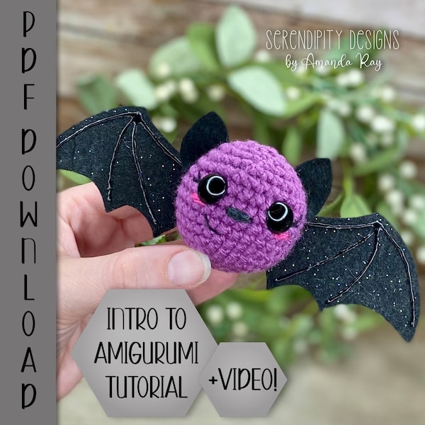 PDF Halloween Bat Ornament Easy Beginner Introduction to Amigurumi Crochet Pattern ARSerendipityDesigns