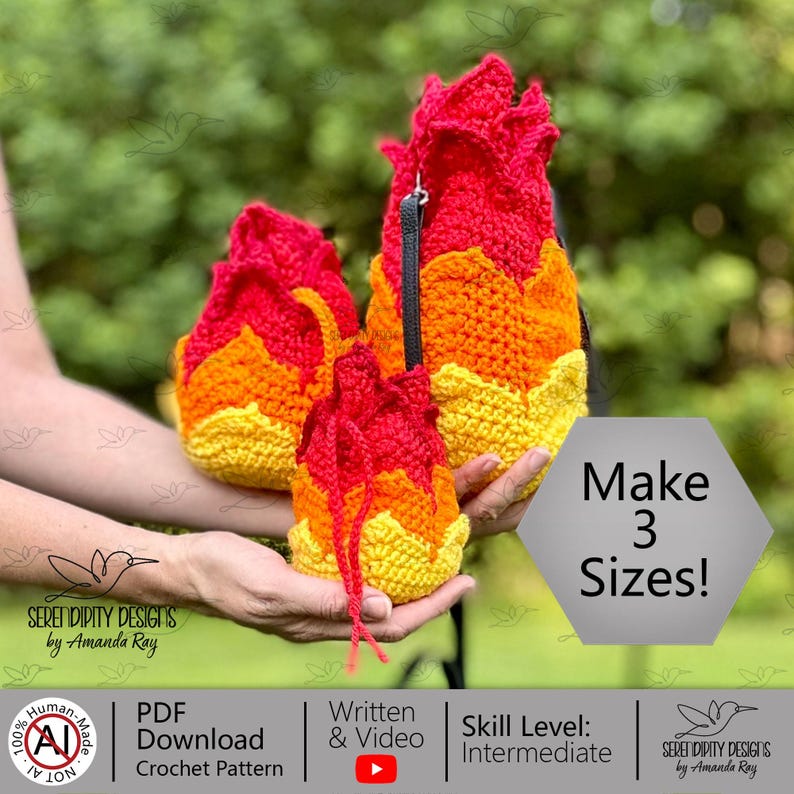 PDF + VIDEO Fireball Bag Crochet Pattern: DND Dice Pouch, Satchel, Crossbody Bag ARSerendipityDesigns image 3