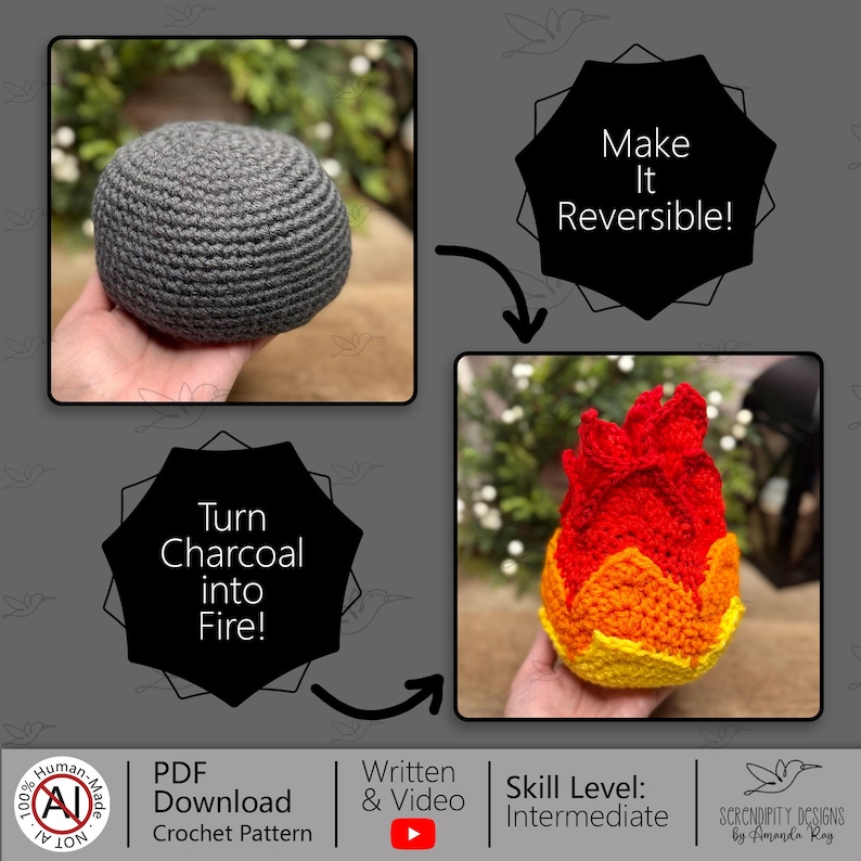 PDF + VIDEO Fireball Bag Crochet Pattern: DND Dice Pouch, Satchel, Crossbody Bag ARSerendipityDesigns image 7