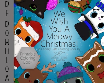 PDF Chonky Christmas Cats Coloring Book Printable