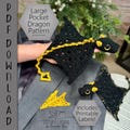 PDF Large Adult Pocket Dragon Bookmark Crochet Pattern ARSerendipityDesigns
