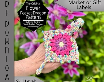 PDF Add-On Flower Body ONLY (works with the Small Pocket Dragon crochet pattern): Coaster, Glider ARSerendipityDesigns