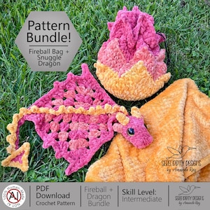 Patrón de ganchillo PDF + VIDEO Fireball Dragon Nap Time Bundle de ARSerendipityDesigns imagen 1