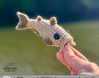 PDF + VIDEO Cody the Catfish Crochet Pattern: Keychain, Holiday Ornament, Bag Charm, Fidget, Bobber, Worm, Fathers Day, ARSerendipityDesigns