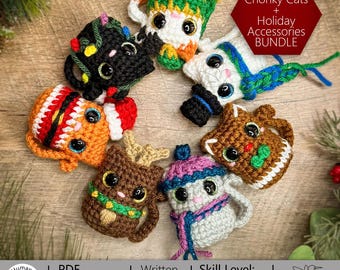 PDF + VIDEO-PAKET: Häkelanleitung für Mini-Chonky-Cat & Weihnachtsschmuck (Amigurumi) von ARSerendipityDesigns