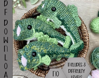 PDF Mini Largemouth Bass NO-Sew Amigurumi Crochet Pattern ARSerendipityDesigns