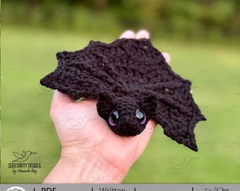 PDF + VIDEO Patrón de ganchillo para murciélago de bolsillo pequeño: planeador, marcapáginas, mascota de bolsillo, juguete antiestrés silencioso ARSerendipityDesigns