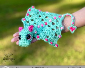 PDF + VIDEO Large Beaded Fidget Pocket Dragon Crochet Pattern: Fidget Toy, Glider ARSerendipityDesigns