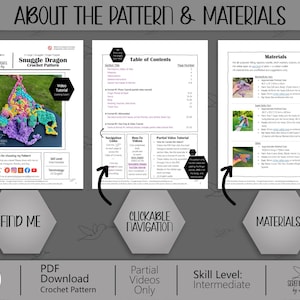 Patrón de ganchillo PDF + VIDEO Fireball Dragon Nap Time Bundle de ARSerendipityDesigns imagen 8