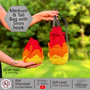 PDF + VIDEO Fireball Bag Crochet Pattern: DND Dice Pouch, Satchel, Crossbody Bag ARSerendipityDesigns image 6