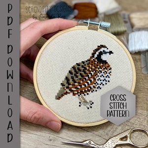 PDF Northern Bobwhite Quail Cross Stitch Pattern Chart ARSerendipityDesigns