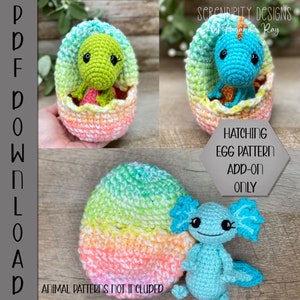 PDF No-Sew Hatching Egg Amigurumi Crochet Pattern (animal pattern NOT included) ARSerendipityDesigns