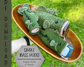 PDF Largemouth Bass Stuffy, Pouch, Stocking, Wine, Liquor, Golf Cozy Amigurumi Crochet Pattern ARSerendipityDesigns