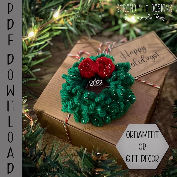 PDF Wreath Ornament Decoration Crochet Pattern ARSerendipityDesigns