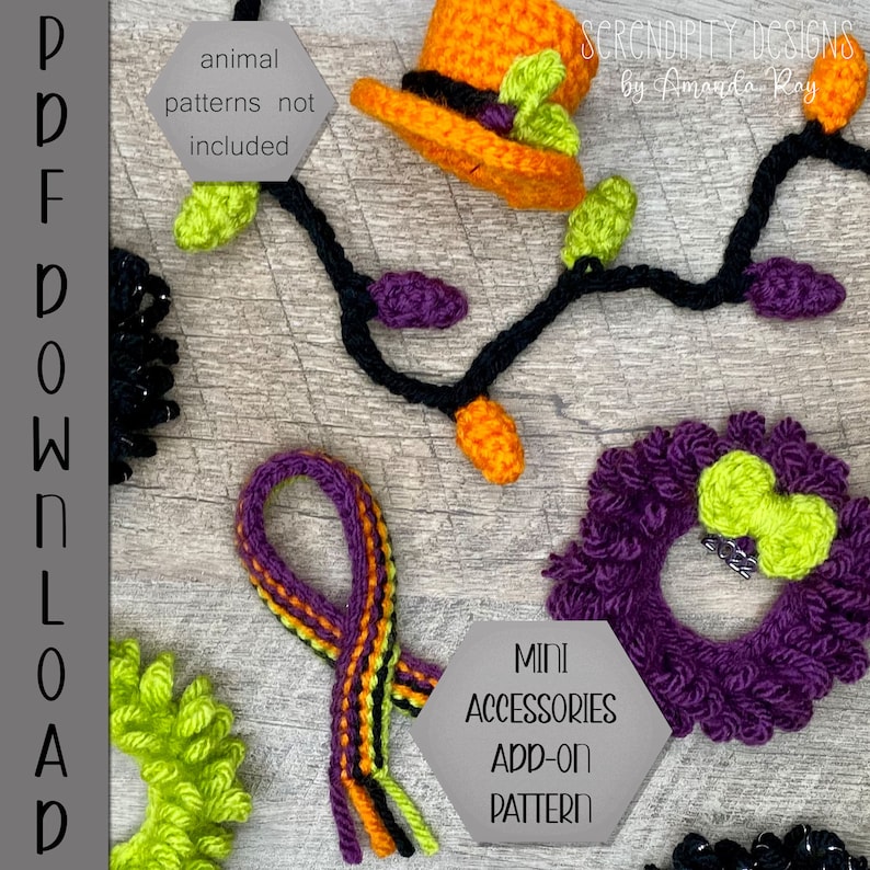 PDF Fall Winter Mini Accessories Ornaments Amigurumi Crochet Pattern image 2