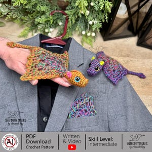 Wzór na szydełkowanie małego kieszonkowego smoka w formacie PDF + wideo: kwadrat kieszonkowy, szybowiec, zabawka, podstawka ARSerendipityDesigns