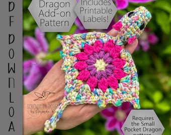 PDF Flower Body Add-On Small Pocket Dragon Coaster Crochet Pattern ARSerendipityDesigns