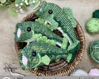 PDF Mini Largemouth Bass NO-Sew amigurumi-haakpatroon ARSerendipityDesigns