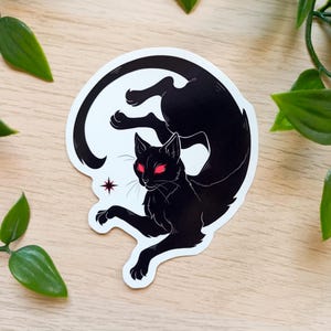 Schwarze Katze Aufkleber | Witchy Glossy Vinyl-Aufkleber für Gothic-Dekor | Wasserfester Aufkleber
