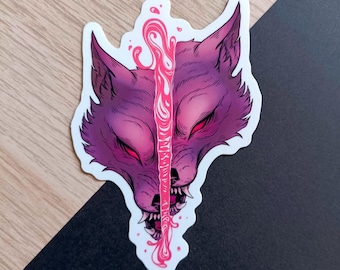 Wolf Sticker Kopf | Gothic Aufkleber für Wasserflaschen, Laptops, Journals und mehr