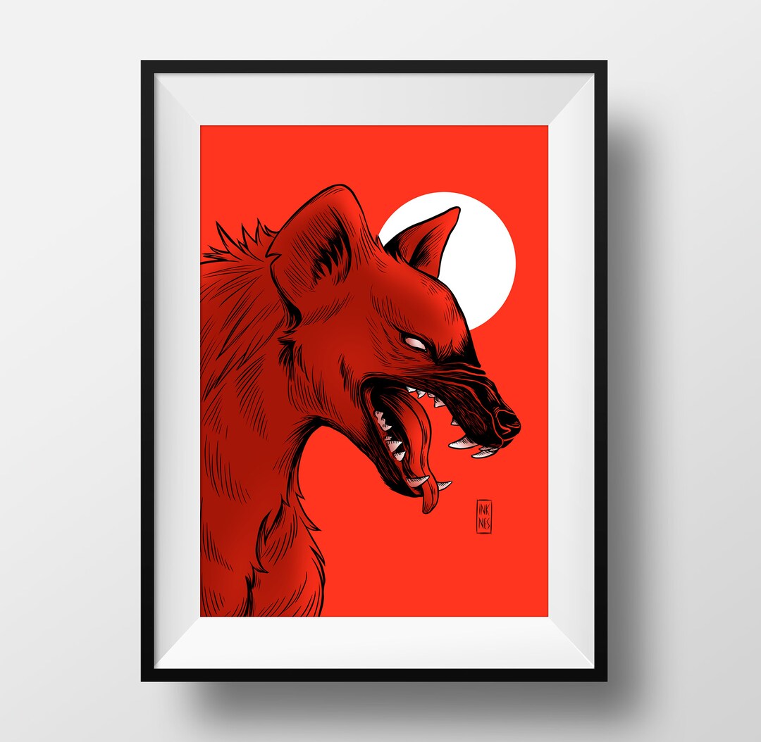Hyena Art Print Wild Dog Poster Animal Wall Art Gothic - Etsy