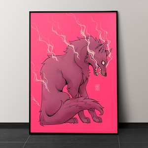 Wolf art print | Dog Poster, Quirky wall art for Goth home decor