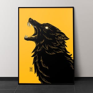 Stampa artistica di lupo / Poster di cane / Arte oscura per l'arredamento gotico della casa