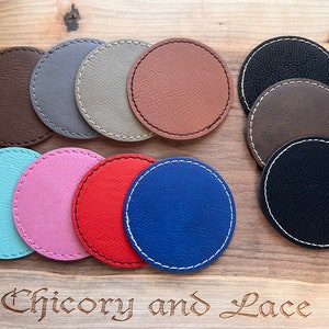 2.5&quot; ROUND Customizable Faux Leather Patch, Round Patch, Name Patch, Hat Patch, Vegan Leatherette, Heat Apply Adhesive Back